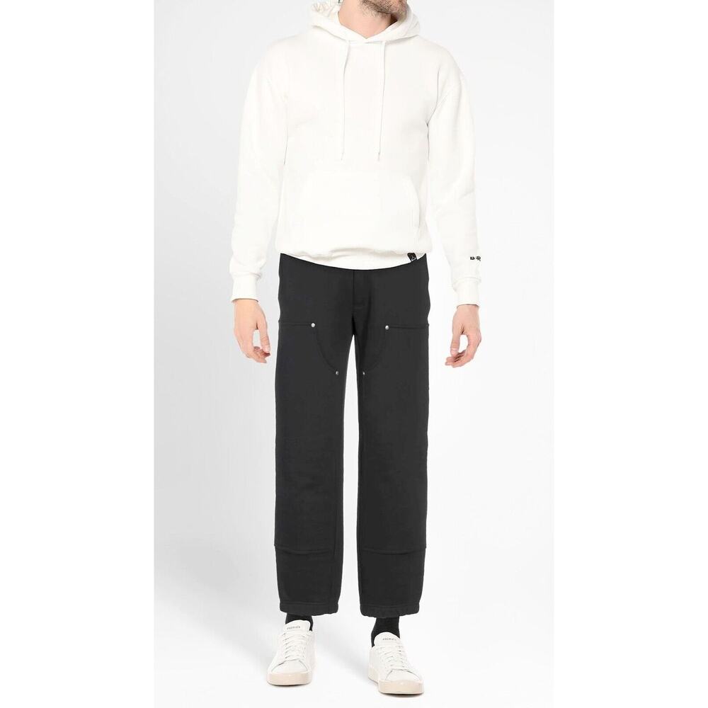 B8 NEW 032C Black Organic Cotton Straight Leg Paneled Track Pants Size L $385